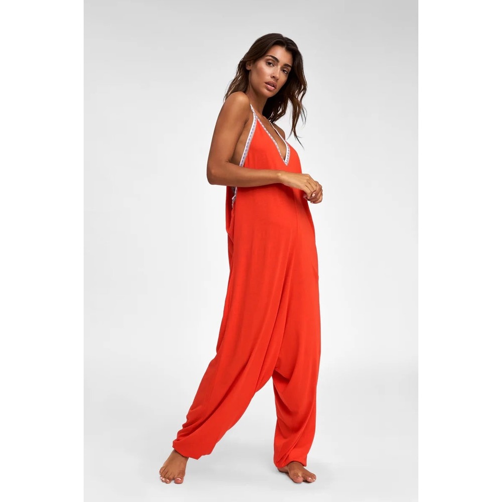 Pitusa Pima Inca Jumpsuit Blood Orange Harem Drop Crotch Standard M L XL Peru